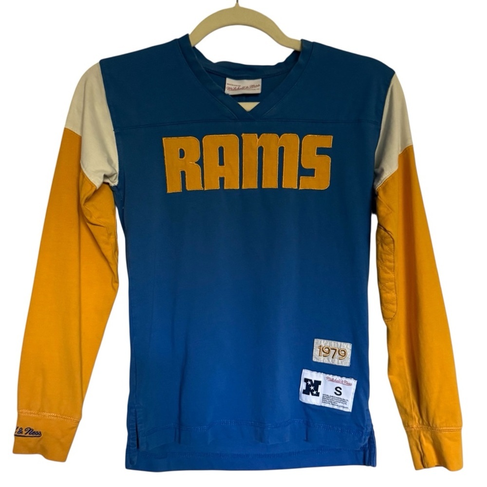 Mitchell & Ness LA Rams 1979 Throwback Football Kids Long Sleeve Shirt‎ Small